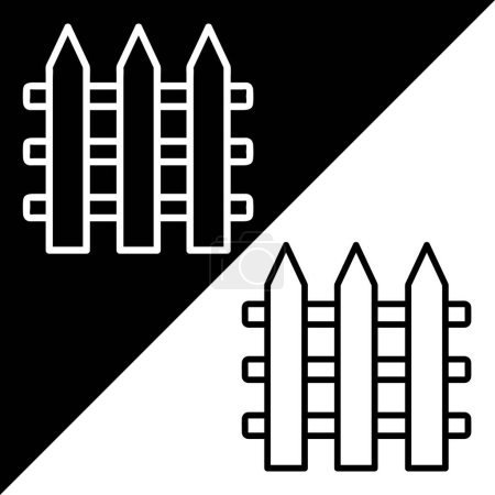 Illustration for Fence Vector Icon, Lineal style icon, from Agriculture icons collection, isolated on Black and white Background. - Royalty Free Image