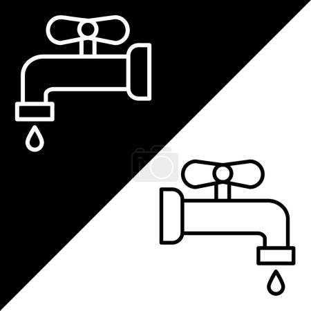 Illustration for Faucet Vector Icon, Lineal style icon, from Agriculture icons collection, isolated on Black and white Background. - Royalty Free Image