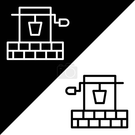 Water well Vector Icon, Lineal style icon, from Agriculture icons collection, isolated on Black and white Background.