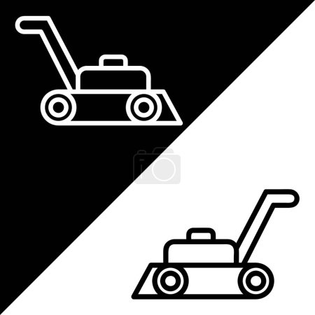Illustration for Lawn Mower Vector Icon, Lineal style icon, from Agriculture icons collection, isolated on Black and white Background. - Royalty Free Image