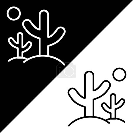 Dry Tree or cactus Vector Icon, Lineal style icon, from Agriculture icons collection, isolated on Black and white Background.