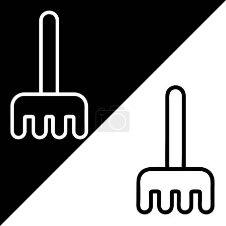 Illustration for Rake Vector Icon, Lineal style icon, from Agriculture icons collection, isolated on Black and white Background. - Royalty Free Image