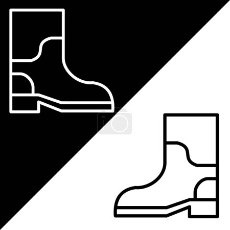 Zapatos o bota de goma Vector Icon, icono de estilo Lineal, de la colección de iconos de Agricultura, aislado en fondo blanco y negro.