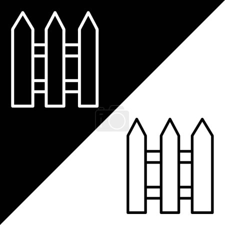 Zaun Vector Icon, Lineal Stil-Ikone, aus der Landwirtschaft Ikonensammlung, isoliert auf schwarzem und weißem Hintergrund.