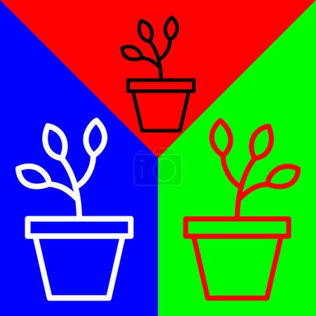 Téléchargez les illustrations : Icône vectorielle végétale, icône de style linéaire, de la collection d'icônes Agriculture, isolée sur fond rouge, bleu et vert. - en licence libre de droit