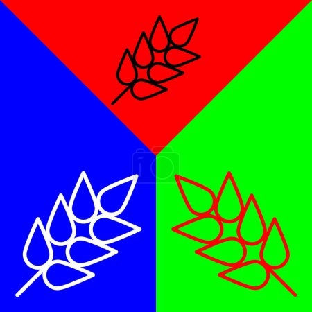 Ilustración de Icono de vectores de trigo, icono de estilo lineal, de la colección de iconos de agricultura, aislado sobre fondo rojo, azul y verde. - Imagen libre de derechos