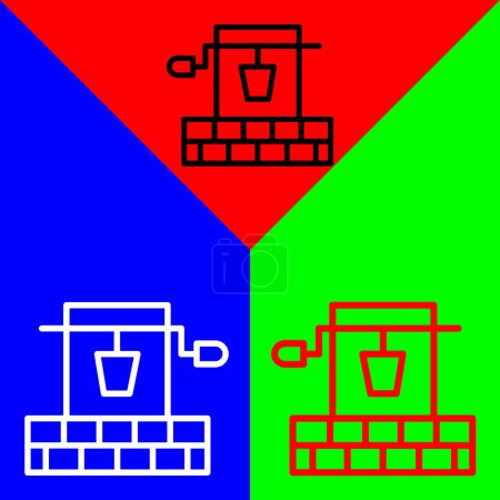Water well Vector Icon, Lineal style icon, from Agriculture icons collection, isolated on Red, Blue and Green Background.