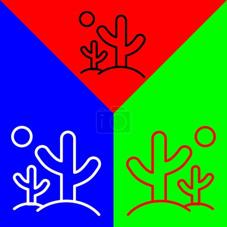 Ilustración de Árbol seco o cactus Vector Icono, icono de estilo Lineal, de la colección de iconos de Agricultura, aislado sobre fondo rojo, azul y verde. - Imagen libre de derechos