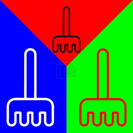 Illustration for Rake Vector Icon, Lineal style icon, from Agriculture icons collection, isolated on Red, Blue and Green Background. - Royalty Free Image