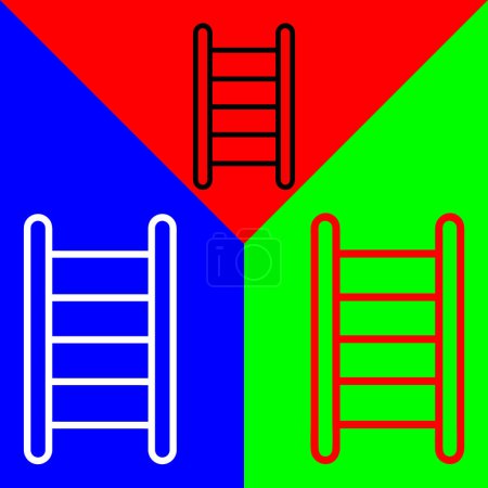 Stair Vector Icon, lineares Stilikon, aus der Sammlung von Landwirtschaftssymbolen, isoliert auf rotem, blauem und grünem Hintergrund.
