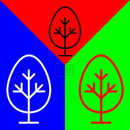 Ilustración de Icono de vectores de árboles, icono de estilo Lineal, de la colección de iconos de agricultura, aislado en fondo rojo, azul y verde. - Imagen libre de derechos