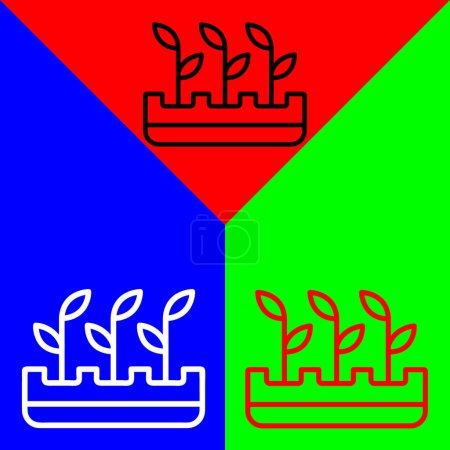 Ilustración de Icono de Vector de Plantas, icono de estilo Lineal, de la colección de iconos de Agricultura, aislado sobre fondo rojo, azul y verde. - Imagen libre de derechos
