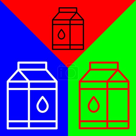 Téléchargez les illustrations : Icône vectorielle de bouteille de lait, icône de style linéaire, de la collection d'icônes Agriculture, isolée sur fond rouge, bleu et vert. - en licence libre de droit