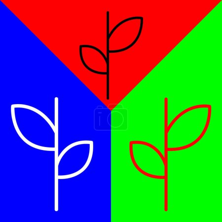 Ilustración de Icono de vectores vegetales, icono de estilo Lineal, de la colección de iconos de agricultura, aislado sobre fondo rojo, azul y verde. - Imagen libre de derechos