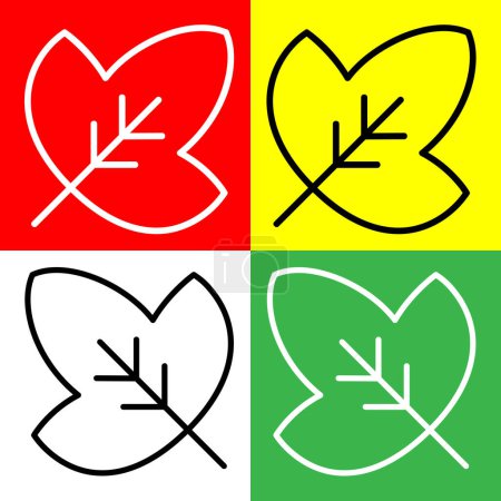 Téléchargez les illustrations : Icône vectorielle à feuilles, icône de style linéaire, de la collection d'icônes Agriculture, isolée sur fond rouge, jaune, blanc et vert. - en licence libre de droit