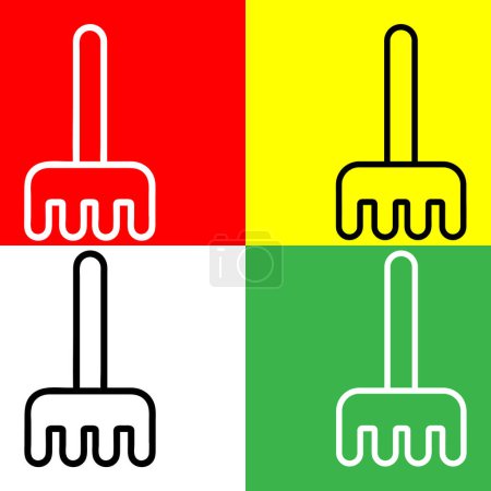 Illustration for Rake Vector Icon, Lineal style icon, from Agriculture icons collection, isolated on Red, Yellow, White and Green Background. - Royalty Free Image