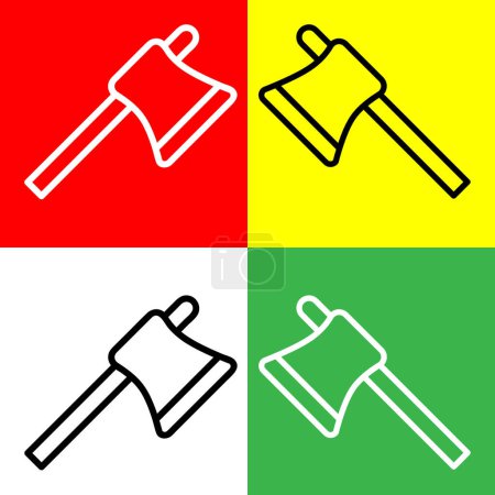 Ilustración de Axe Vector Icon, icono de estilo Lineal, de la colección de iconos de Agricultura, aislado en fondo rojo, amarillo, blanco y verde. - Imagen libre de derechos