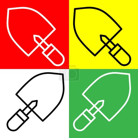 Illustration for Shovel Vector Icon, Lineal style icon, from Agriculture icons collection, isolated on Red, Yellow, White and Green Background. - Royalty Free Image