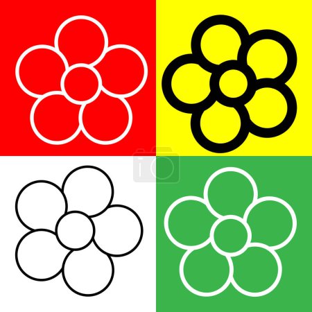 Illustration for Flower Vector Icon, Lineal style icon, from Agriculture icons collection, isolated on Red, Yellow, White and Green Background. - Royalty Free Image