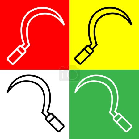 Illustration for Sickle Vector Icon, Lineal style icon, from Agriculture icons collection, isolated on Red, Yellow, White and Green Background. - Royalty Free Image