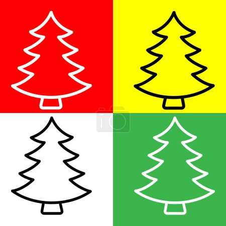 Ilustración de Icono Vector Forestal, icono de estilo Lineal, de la colección de iconos de Agricultura, aislado sobre fondo rojo, amarillo, blanco y verde. - Imagen libre de derechos