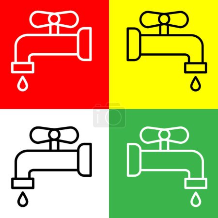 Illustration for Faucet Vector Icon, Lineal style icon, from Agriculture icons collection, isolated on Red, Yellow, White and Green Background. - Royalty Free Image