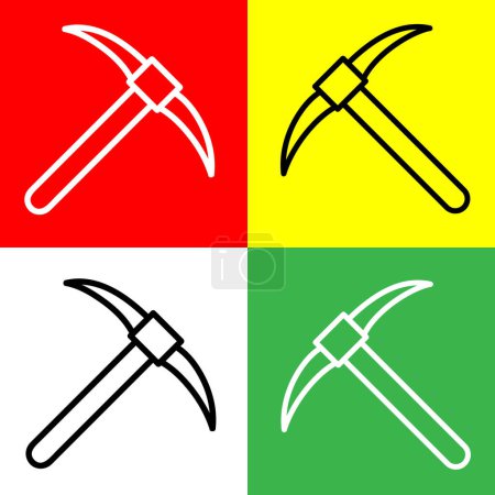 Illustration for Pickaxe Vector Icon, Lineal style icon, from Agriculture icons collection, isolated on Red, Yellow, White and Green Background. - Royalty Free Image