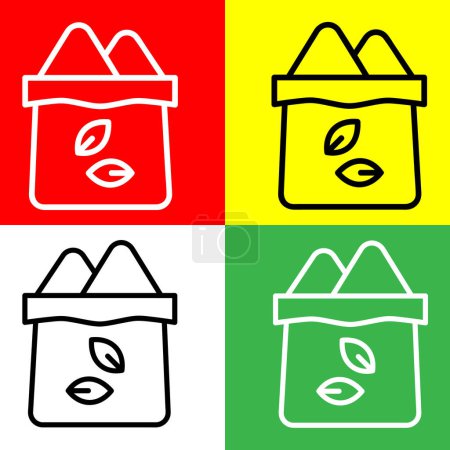 Icône vectorielle de sac de semences, icône de style linéaire, de la collection d'icônes Agriculture, isolée sur fond rouge, jaune, blanc et vert.
