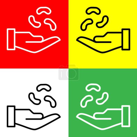 Illustration for Hand or seeding Vector Icon, Lineal style icon, from Agriculture icons collection, isolated on Red, Yellow, White and Green Background. - Royalty Free Image