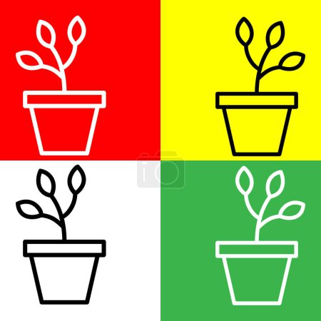 Téléchargez les illustrations : Icône vectorielle végétale, icône de style linéaire, de la collection d'icônes Agriculture, isolée sur fond rouge, jaune, blanc et vert. - en licence libre de droit