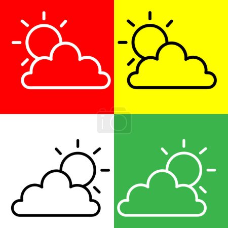 Illustration for Weather Vector Icon, Lineal style icon, from Agriculture icons collection, isolated on Red, Yellow, White and Green Background. - Royalty Free Image