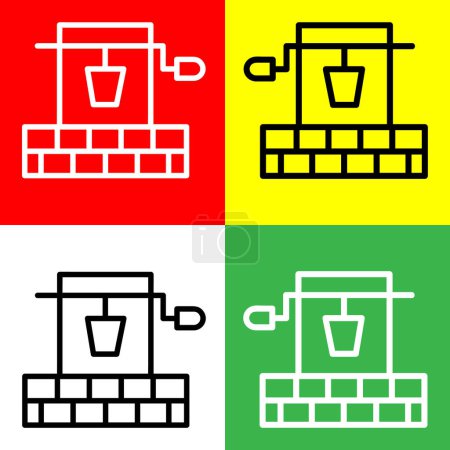 Water well Vector Icon, Lineal style icon, from Agriculture icons collection, isolated on Red, Yellow, White and Green Background.