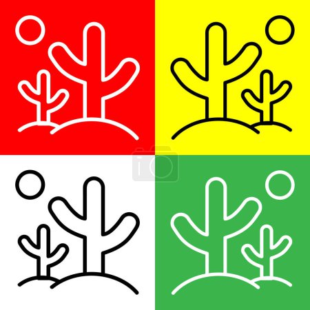 Dry Tree or cactus Vector Icon, Lineal style icon, from Agriculture icons collection, isolated on Red, Yellow, White and Green Background.