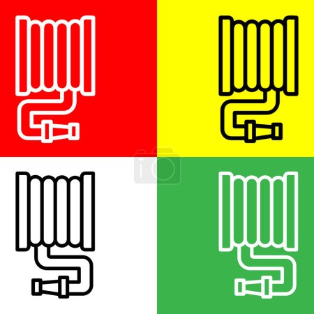 Téléchargez les illustrations : Icône vectorielle de tuyau d'eau, icône de style linéaire, de la collection d'icônes de l'agriculture, isolée sur fond rouge, jaune, blanc et vert. - en licence libre de droit