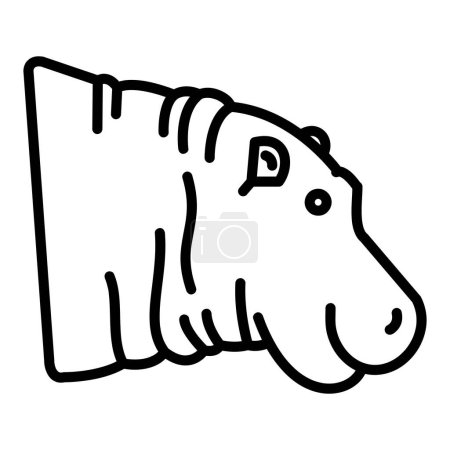 Ilustración de Hippopotamus Vector Icon, icono de estilo Lineal, de la colección de iconos Animal Head, aislado sobre fondo blanco. - Imagen libre de derechos