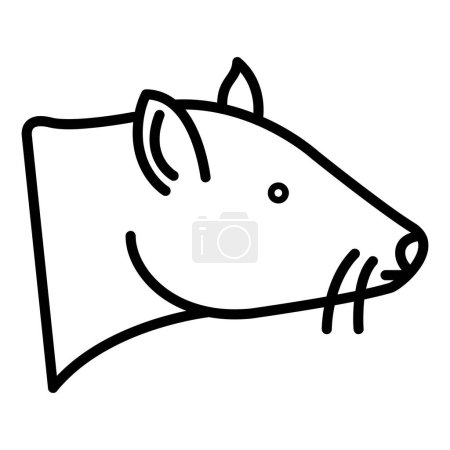 Téléchargez les illustrations : Icône vectorielle rat ou souris, icône de style linéaire, de la collection d'icônes Animal Head, isolée sur fond blanc. - en licence libre de droit