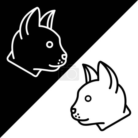 Cat Vector Icon, Lineal style icon, from Animal Head icons collection, isolated on Black and white Background.