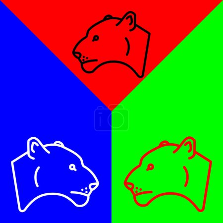 Illustration for Lioness Vector Icon, Lineal style icon, from Animal Head icons collection, isolated on Red, Blue and Green Background. - Royalty Free Image