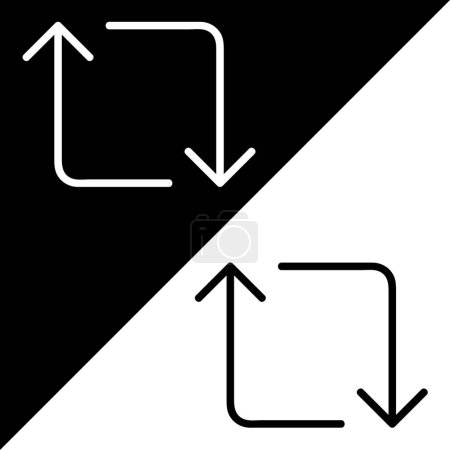 Repetir, Loop or Refresh Vector Icon, icono de estilo Lineal, de la colección de iconos de flechas Chevrons and Directions, aislado en fondo blanco y negro.