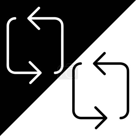 Repetir, Loop or Refresh Vector Icon, icono de estilo Lineal, de la colección de iconos de flechas Chevrons and Directions, aislado en fondo blanco y negro.
