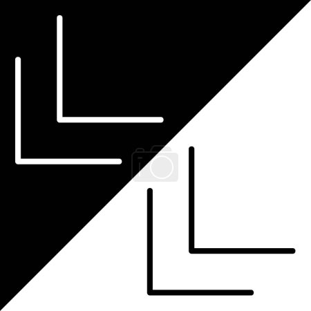 Links doppelte Down corner Vector Icon, Lineal style icon, aus der Arrows Chevrons and Directions icons collection, isoliert auf schwarzem und weißem Hintergrund.