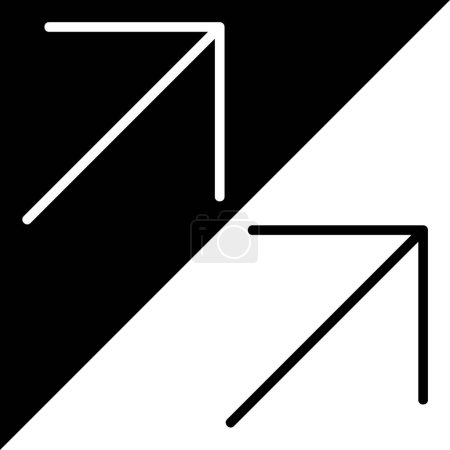 Icône vectorielle de flèche vers le haut à droite, icône de style linéaire, de la collection d'icônes de flèches Chevrons et directions, isolée sur fond noir et blanc.