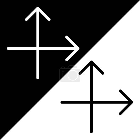 Illustration for Intersect arrows Vector Icon, Lineal style icon, from Arrows Chevrons and Directions icons collection, isolated on Black and white Background. - Royalty Free Image
