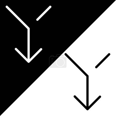 Merge down Vector Icon, Lineal style icon, from Arrows Chevrons and Directions icons collection, isolated on Black and white Background.