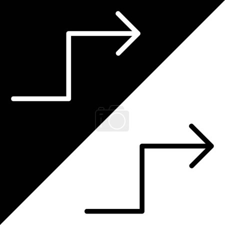 Zick-Zack-Pfeil Vector Icon, lineares Stilikon, aus der Arrows Chevrons and Directions Iconsammlung, isoliert auf schwarzem und weißem Hintergrund.
