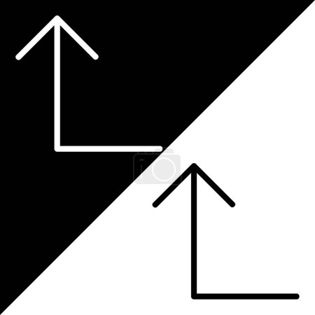 Gire a la izquierda hacia arriba la flecha Vector Icono, icono de estilo Lineal, de la colección de iconos de flechas Chevrons and Directions, aislado en fondo blanco y negro.