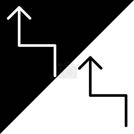 Zick-Zack-Pfeil Vector Icon, lineares Stilikon, aus der Arrows Chevrons and Directions Iconsammlung, isoliert auf schwarzem und weißem Hintergrund.