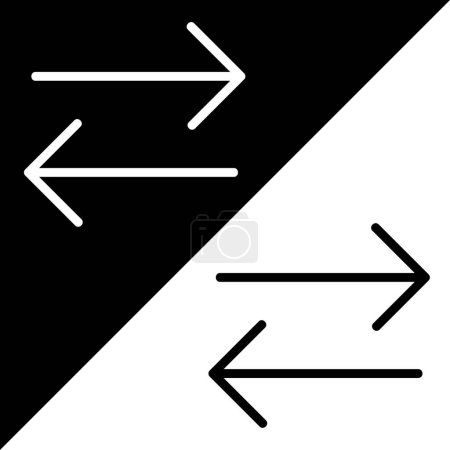 Icône vectorielle Exchange ou Swap, icône de style linéaire, de la collection d'icônes Arrows Chevrons and Directions, isolée sur fond noir et blanc.