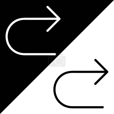 U Turn Vector Icon, lineares Stilikon, aus der Arrows Chevrons and Directions Icons Sammlung, isoliert auf schwarzem und weißem Hintergrund.