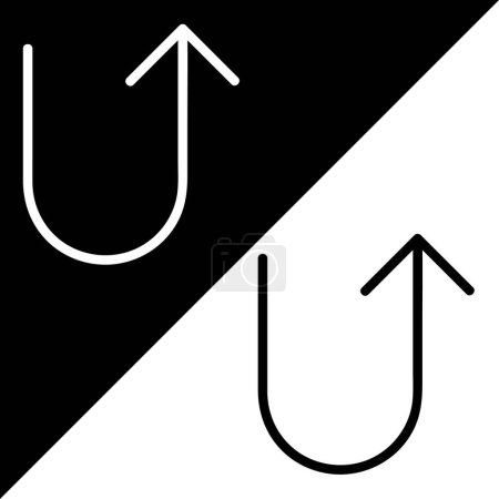 U-Turn, Verkehrszeichen Vector Icon, lineares Stilikon, aus der Arrows Chevrons and Directions Iconsammlung, isoliert auf schwarzem und weißem Hintergrund.